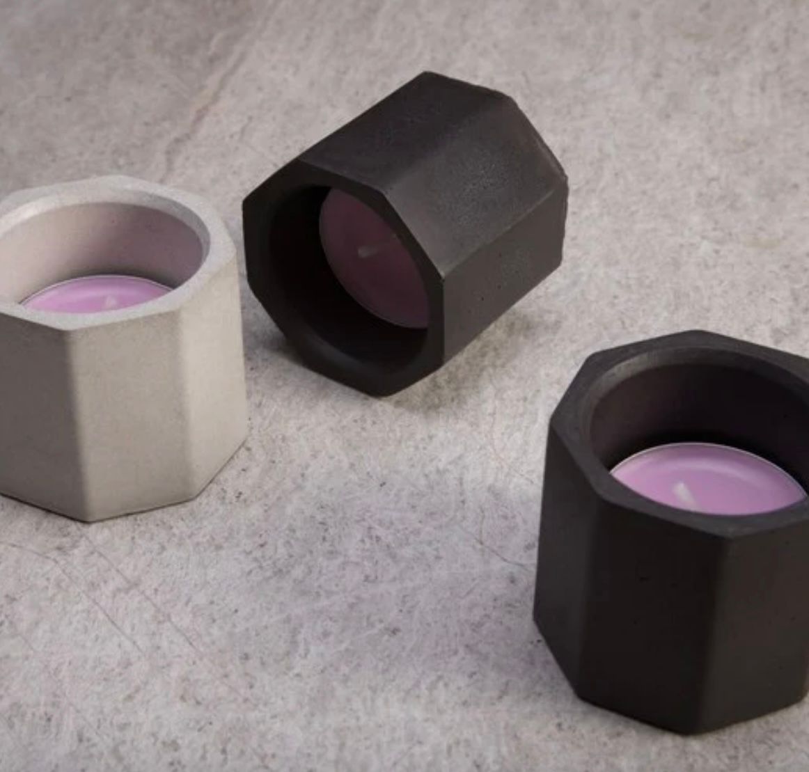 Concrete Octagon Candle/Pot (Set of 3)