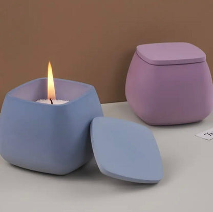 2 Piece square Ceremic Pot Candle With Lid